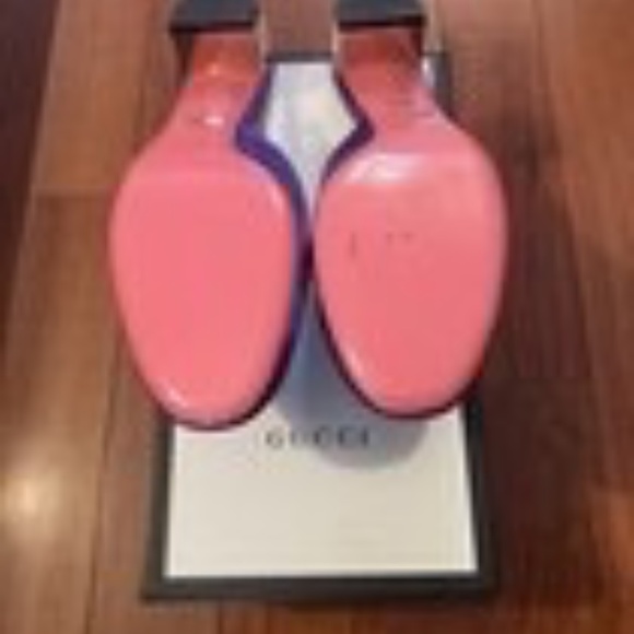 GUCCI Womens Shoes Size 39.5 Purple Dragon Embroidered Satin Crystal Heel Mules - Picture 5 of 6